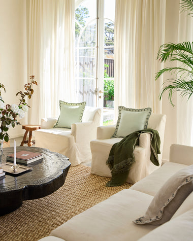 Sage & Olive 100% French Flax Linen Swirl Cushion Cover