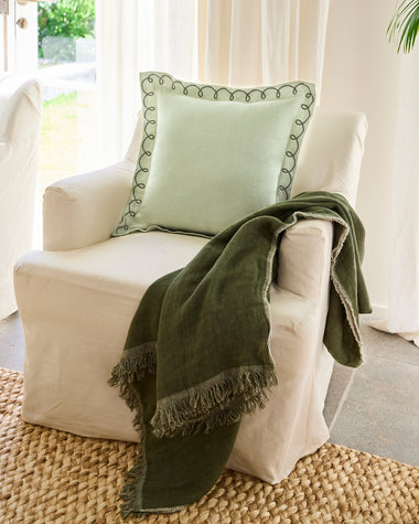 Sage & Olive 100% French Flax Linen Swirl Cushion Cover