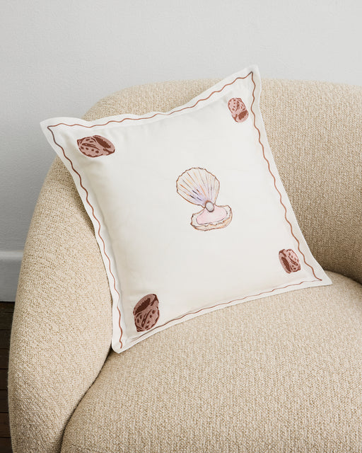 La Sirène 'Clam Shell' 100% French Flax Linen Cushion Cover