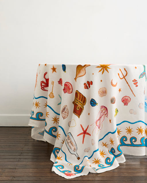 La Sirène 100% French Flax Linen Tablecloth