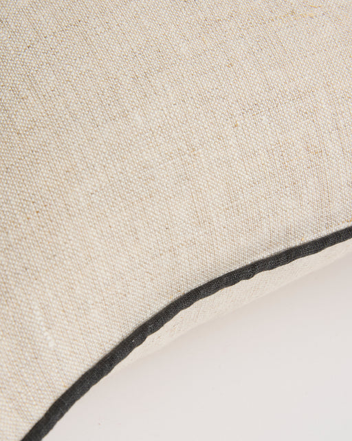 Oatmeal & Charcoal 100% French Flax Linen Piped Cushion Cover