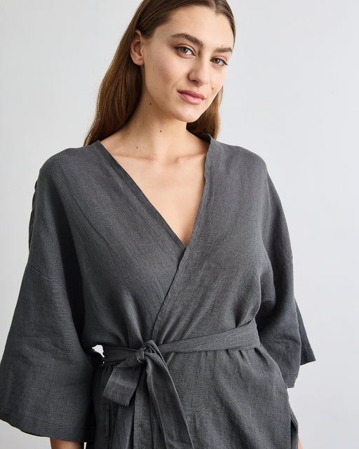 Cabana Short Robe in Charcoal