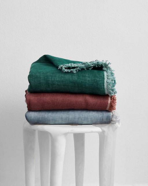 Lagoon & Crème 100% French Flax Linen Muslin Throw