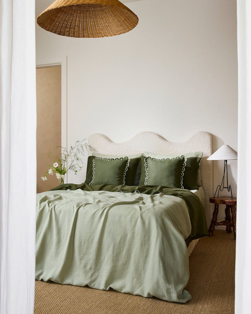 Sage 100% French Flax Linen Fitted Sheet