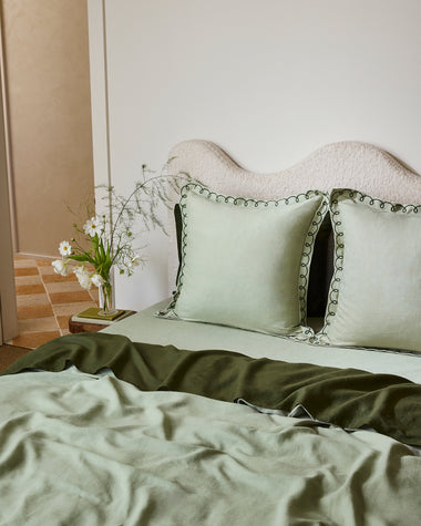 Sage & Olive 100% French Flax Linen Swirl European Pillowcases (Set of Two)