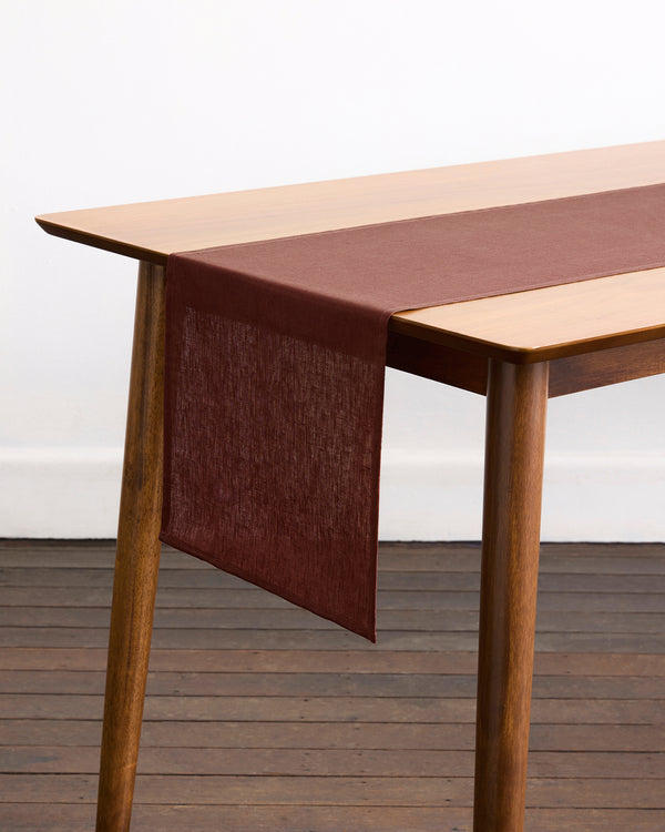 Cacao 100% French Flax Linen Table Runner