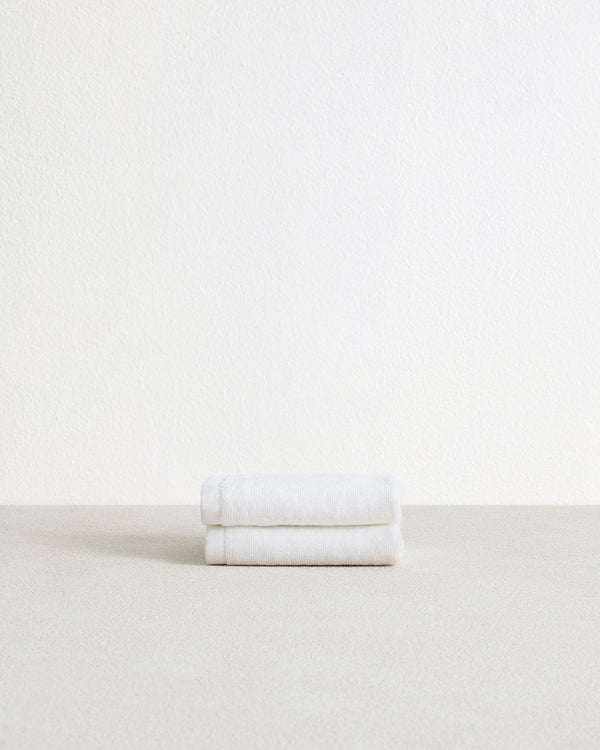 Crisp White 100% Cotton Terry Face Washers (Set of Two)