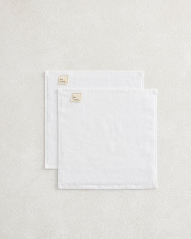 Crisp White 100% Cotton Terry Face Washers (Set of Two)