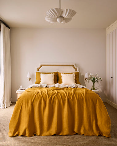 Crème & Turmeric 100% French Flax Linen Arch Cushion Cover