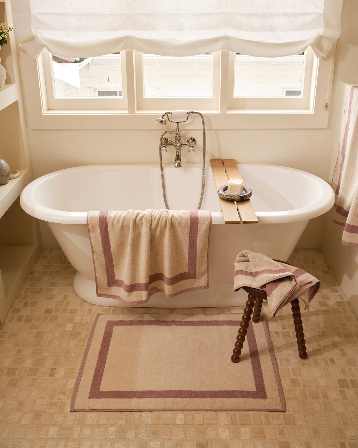 Two-Toned Cotton Bath Mat – Lavender & Crème | Bed Threads