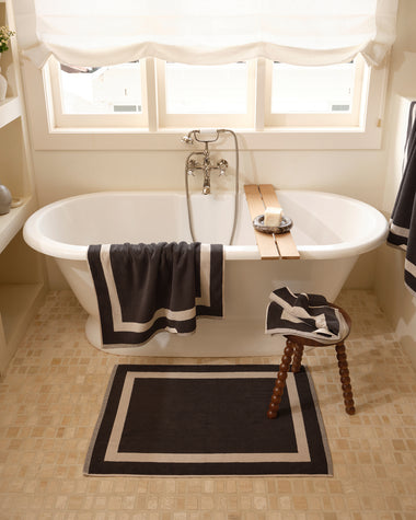 Oatmeal & Charcoal Two-Toned 100% Cotton Terry Bath Mat