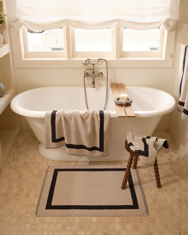 Oatmeal & Charcoal Two-Toned 100% Cotton Terry Bath Mat