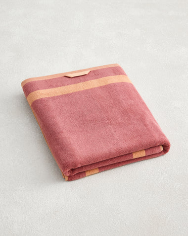 Terracotta & Pink Clay Two-Toned 100% Cotton Terry Bath Sheet