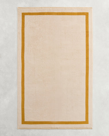 Crème & Turmeric Two-Toned 100% Cotton Terry Bath Sheet