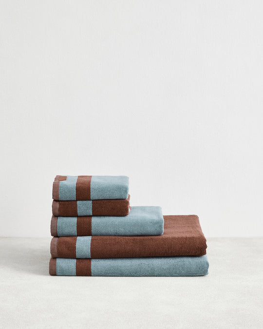 Cacao & Lagoon Two-Toned 100% Cotton Terry Bath Sheet Bundle
