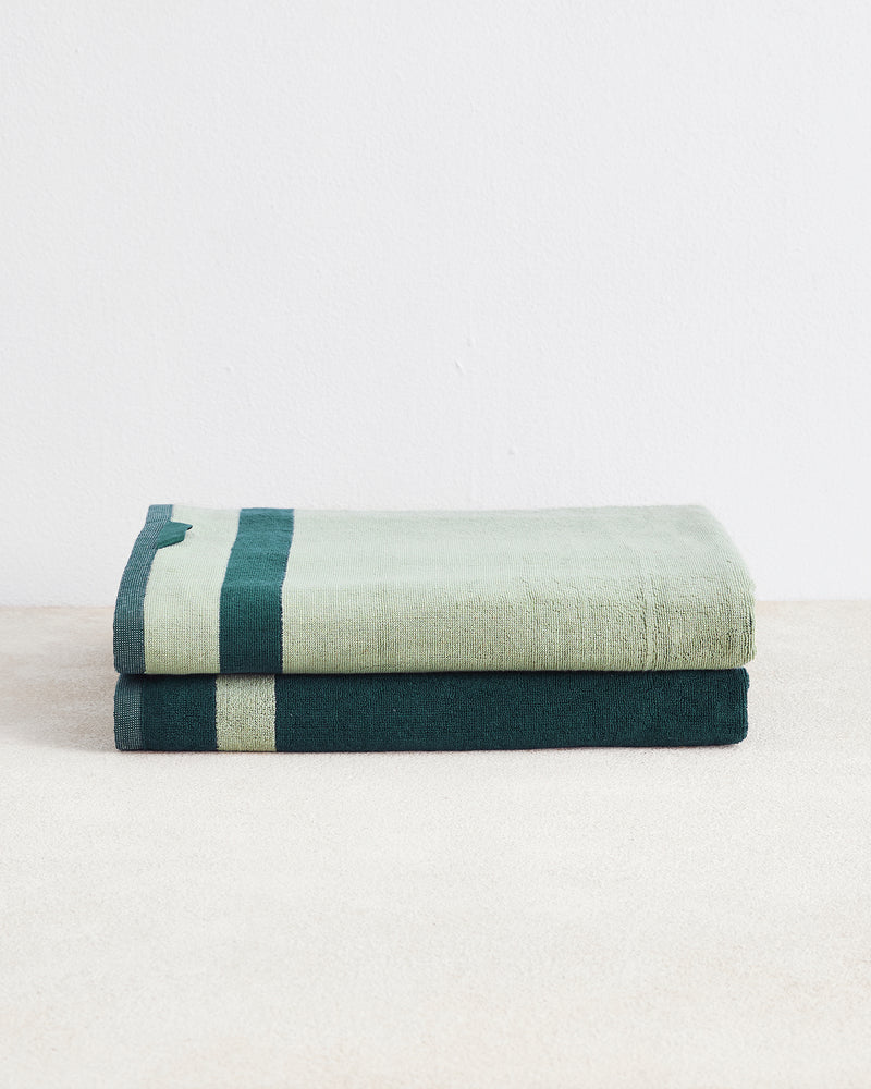 Forest & Sage Two-Toned 100% Cotton Terry Bath Sheets (Set of Two)
