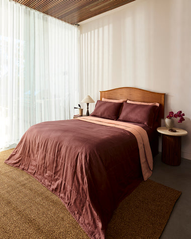 Cacao & Hazelnut 100% French Flax Linen Quilt Set