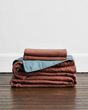 Cacao & Lagoon 100% French Flax Linen Quilt Set - view