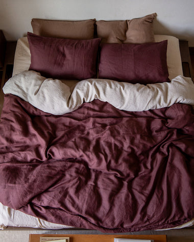 Cacao, Oatmeal & Portobello 100% French Flax Linen Bedding Bundle