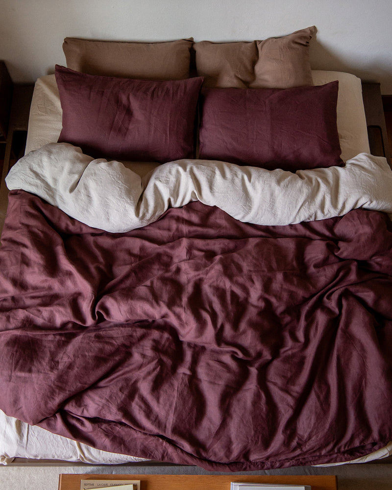 Cacao, Oatmeal & Portobello 100% French Flax Linen Bedding Bundle