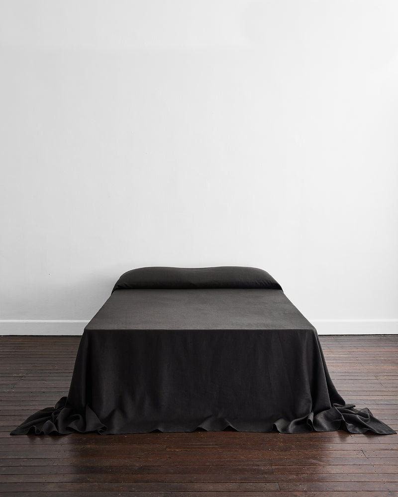 Charcoal Heavy Linen Bed Cover
