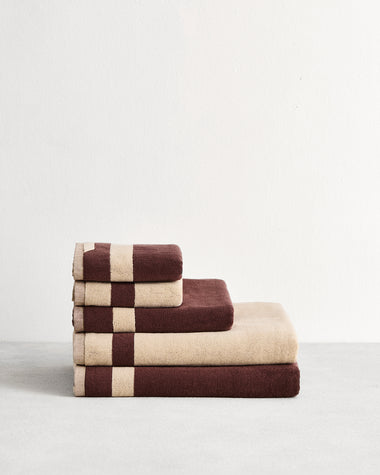Crème & Cacao Two-Toned 100% Cotton Terry Bath Sheet Bundle
