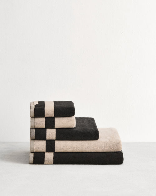 Oatmeal & Charcoal Two-Toned 100% Cotton Terry Bath Sheet Bundle