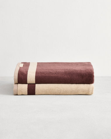Crème & Cacao Two-Toned 100% Cotton Terry Bath Sheets (Set of Two)