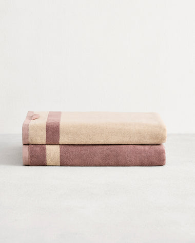 Lavender & Crème Two-Toned 100% Cotton Terry Bath Sheets (Set of Two)