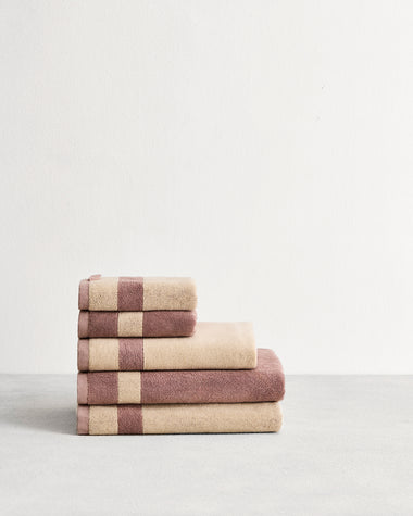 Lavender & Crème Two-Toned 100% Cotton Terry Bath Towel Bundle