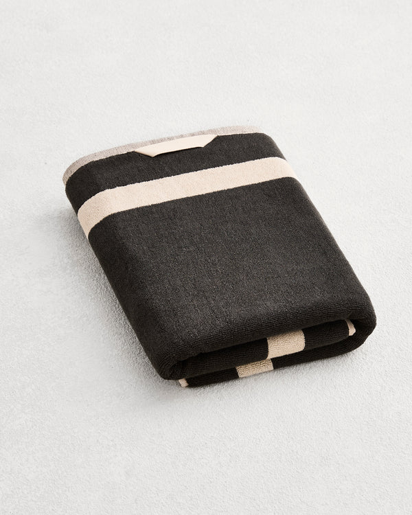 Oatmeal & Charcoal Two-Toned 100% Cotton Terry Bath Towel