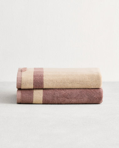 Lavender & Crème Two-Toned 100% Cotton Terry Bath Towels (Set of Two)