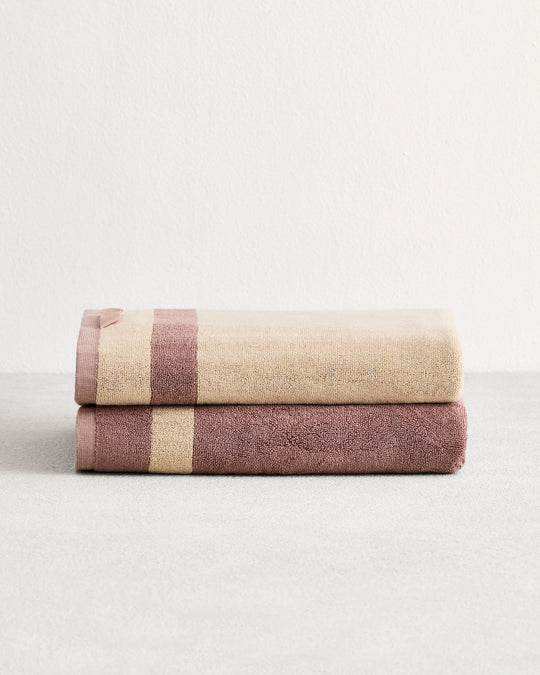 Lavender & Crème Two-Toned 100% Cotton Terry Bath Towels (Set of Two)