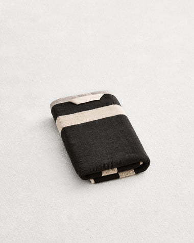 Oatmeal & Charcoal Two-Toned 100% Cotton Terry Hand Towel