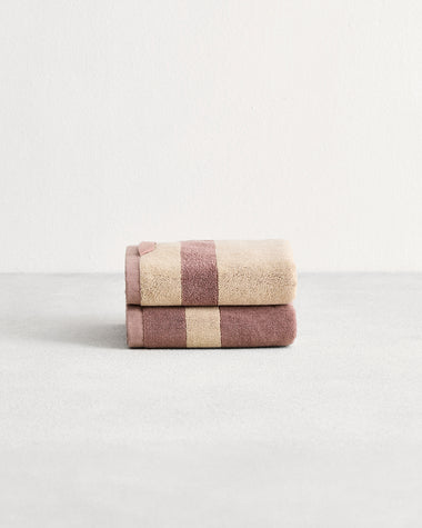 Lavender & Crème Two-Toned 100% Cotton Terry Hand Towels (Set of Two)