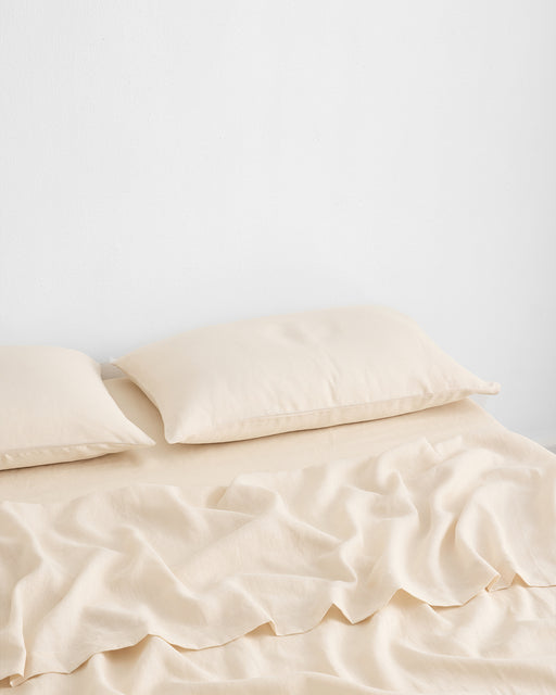 Crème 100% French Flax Linen Fitted Sheet