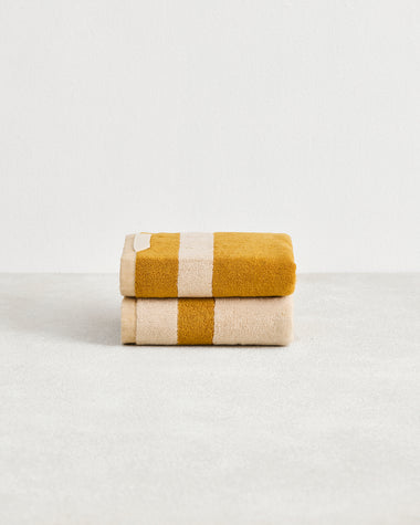 Crème & Turmeric Two-Toned 100% Cotton Terry Hand Towels (Set of Two)
