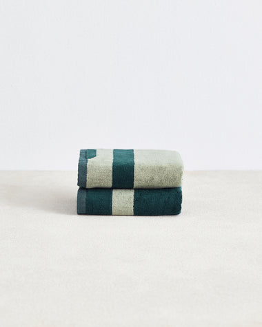 Forest & Sage Two-Toned 100% Cotton Terry Hand Towels (Set of Two)