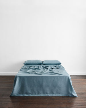 Lagoon 100% French Flax Linen Flat Sheet