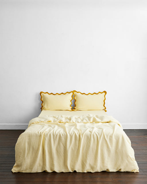 Limoncello & Turmeric 100% French Flax Linen Scalloped Pillowcases (Set of Two)