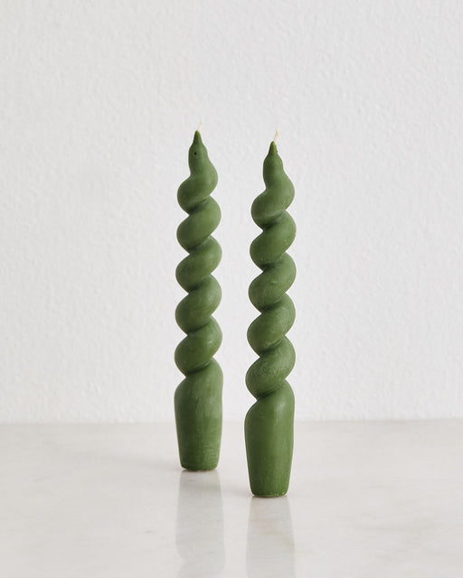 Love Ally x Bed Threads Swirl Candle in Olive (Set of Two)