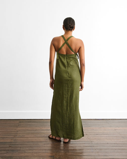 Boulevard Linen Maxi Dress in Olive