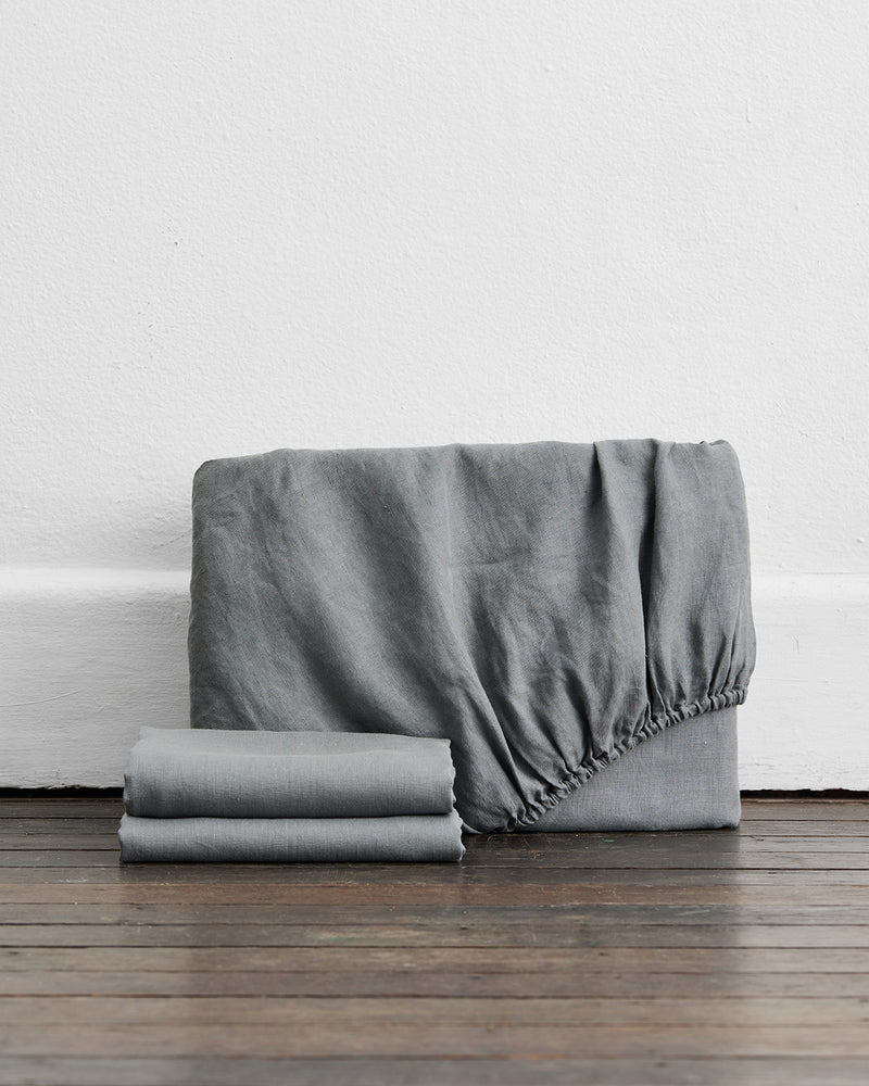 Mineral 100% French Flax Linen Fitted Sheet Set