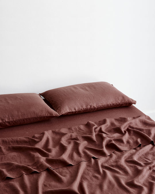 Cacao 100% French Flax Linen Fitted Sheet