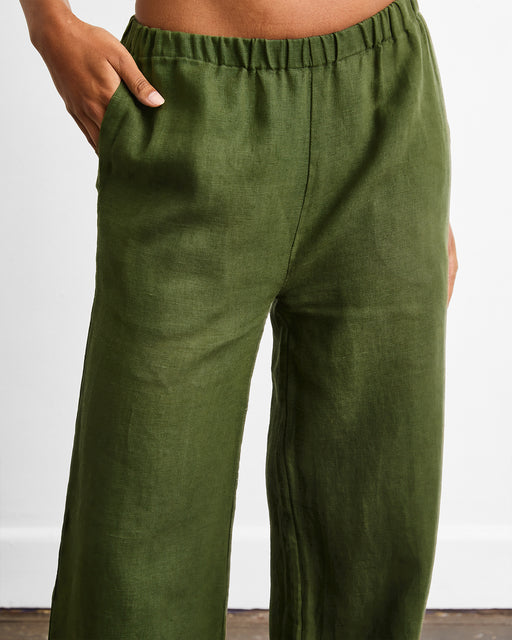 Piazza Linen Pants in Olive