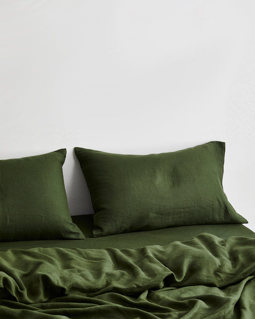 Olive 100% French Flax Linen Bedding Set