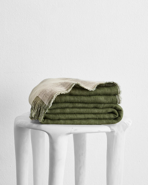 Oatmeal & Olive 100% French Flax Linen Muslin Throw
