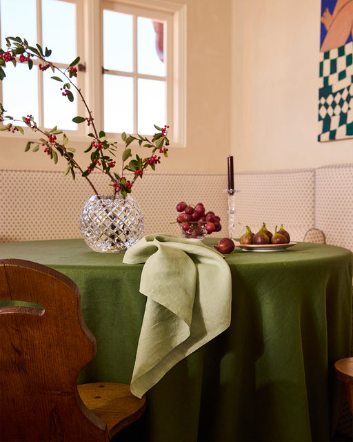 Olive 100% French Flax Linen Tablecloth