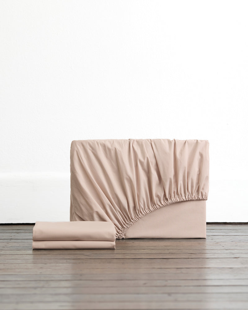 Oyster 100% Organic Cotton Fitted Sheet Set
