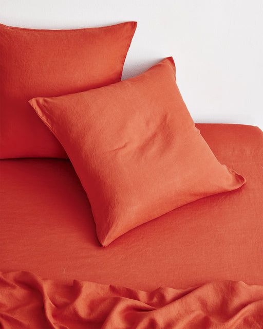 Paprika 100% French Flax Linen European Pillowcases (Set of Two)